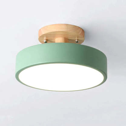 Quinn Moderna Redonda Madera/Acrílica Lámpara de Techo Negra/Rosa/Verde/Madera