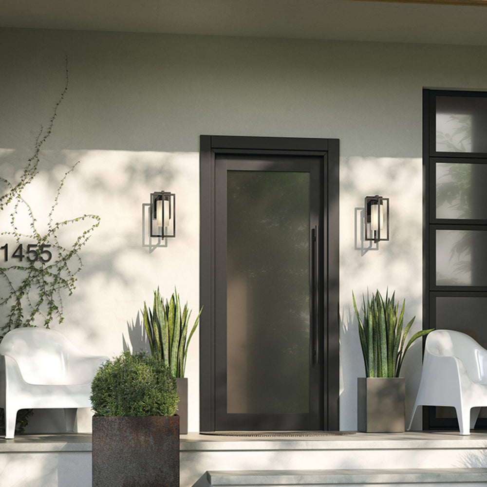 Orr Moderno Rectangular LED Aplique Exterior Cercas/Puertas/TerrazasNegro Metal 57CM Largo