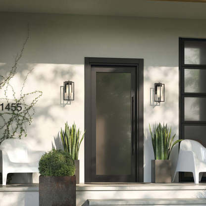 Orr Moderno Rectangular LED Aplique Exterior Cercas/Puertas/TerrazasNegro Metal 57CM Largo