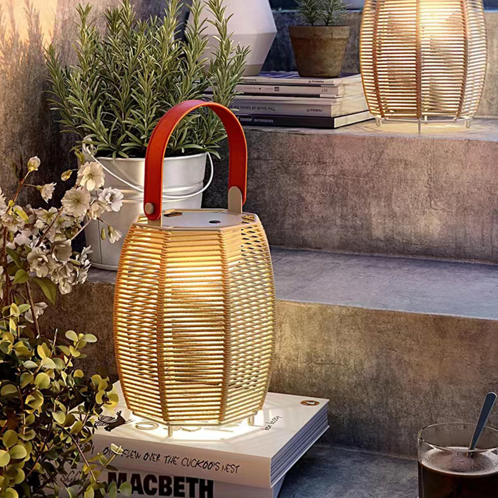 Orr Lindo Retro Farol Bambú Lámpara Exterior Patio Jardín