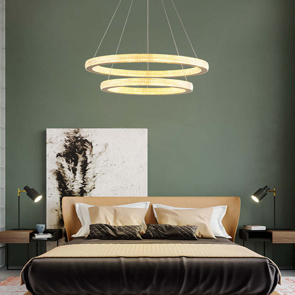 Kirsten Moderno Anillo LED Araña Oro Residencial Dormitorio Metal