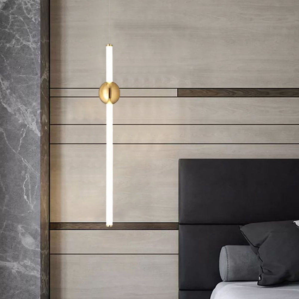 Edge Moderno LED Lámpara Colgante Blanco/Oro Salón/Dormitorio Metal y Vidrio 60CM Largo
