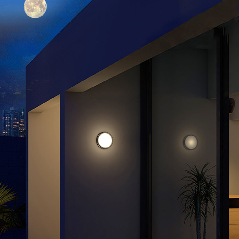 Orr Moderna lámpara de pared LED circular para exteriores en color negro Metal y acrílico