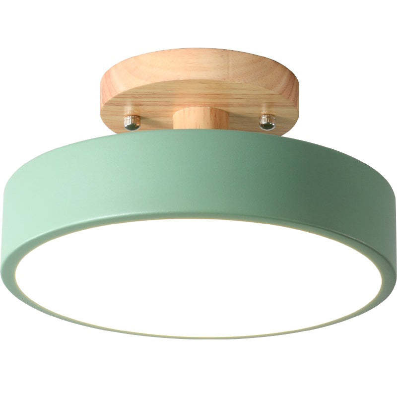 Quinn Moderna Redonda Madera/Acrílica Lámpara de Techo Negra/Rosa/Verde/Madera