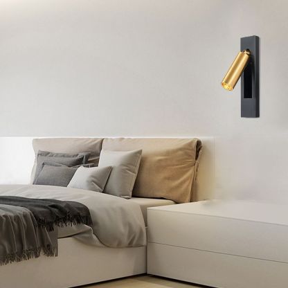 Orr Moderno LED Giratorio Luz de Pared Foco de Pared Negro Oro Residencial Dormitorio Metal