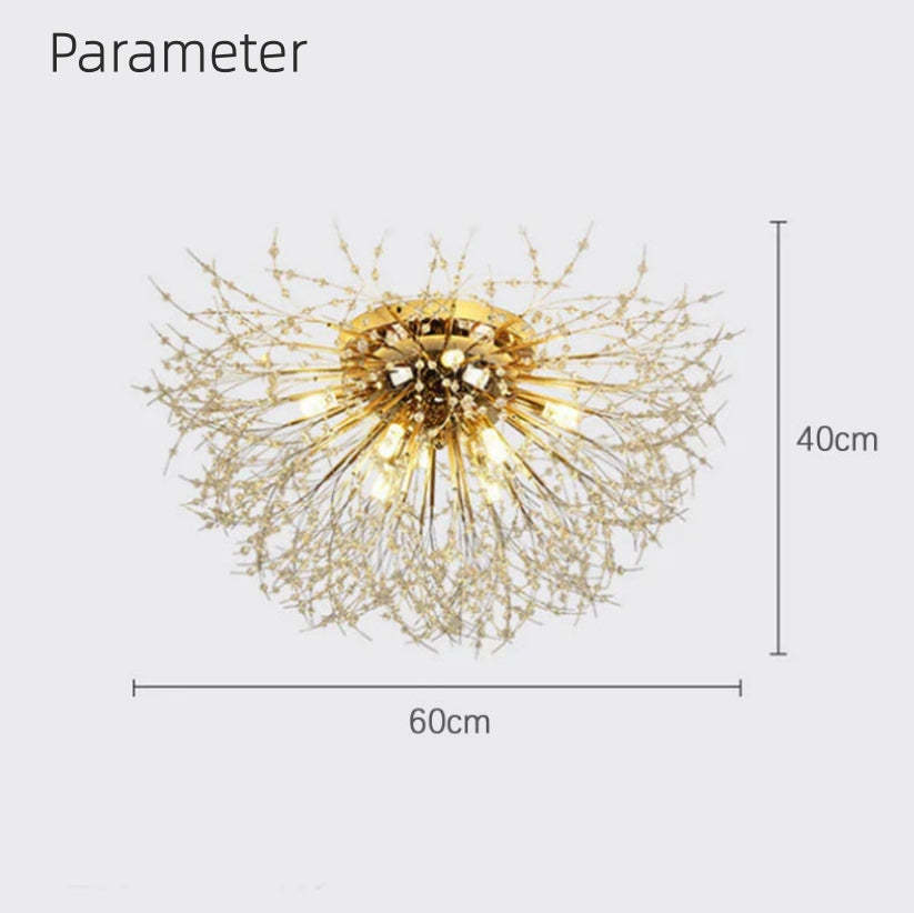 Lili Vintage LED Luz de Techo Metal Oro Dormitorio Sala de Estar