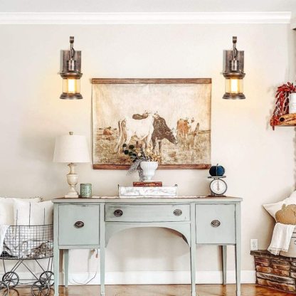 Alessio Industrial Retro Wall Lamp Negro/Bronce Interior Metal/Vidrio