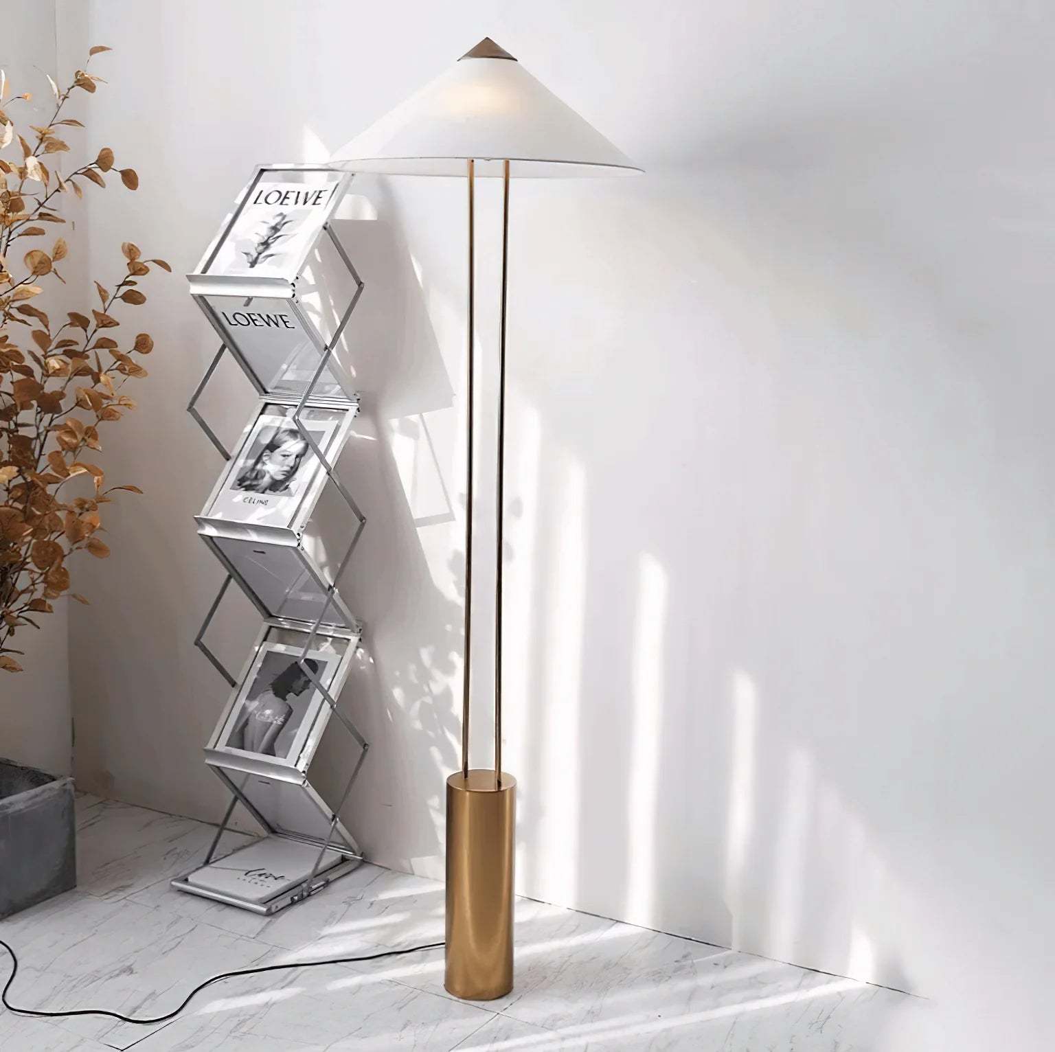 Axis Twin Post Cone Shade Metal Floor Lamp