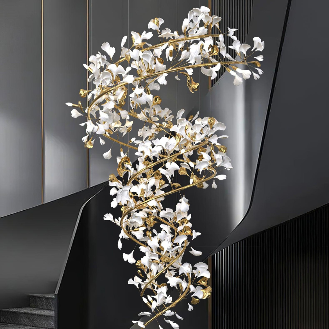 Olivia AntGlo Araña de Escalera Moderna Dorada Metal/Cerámica