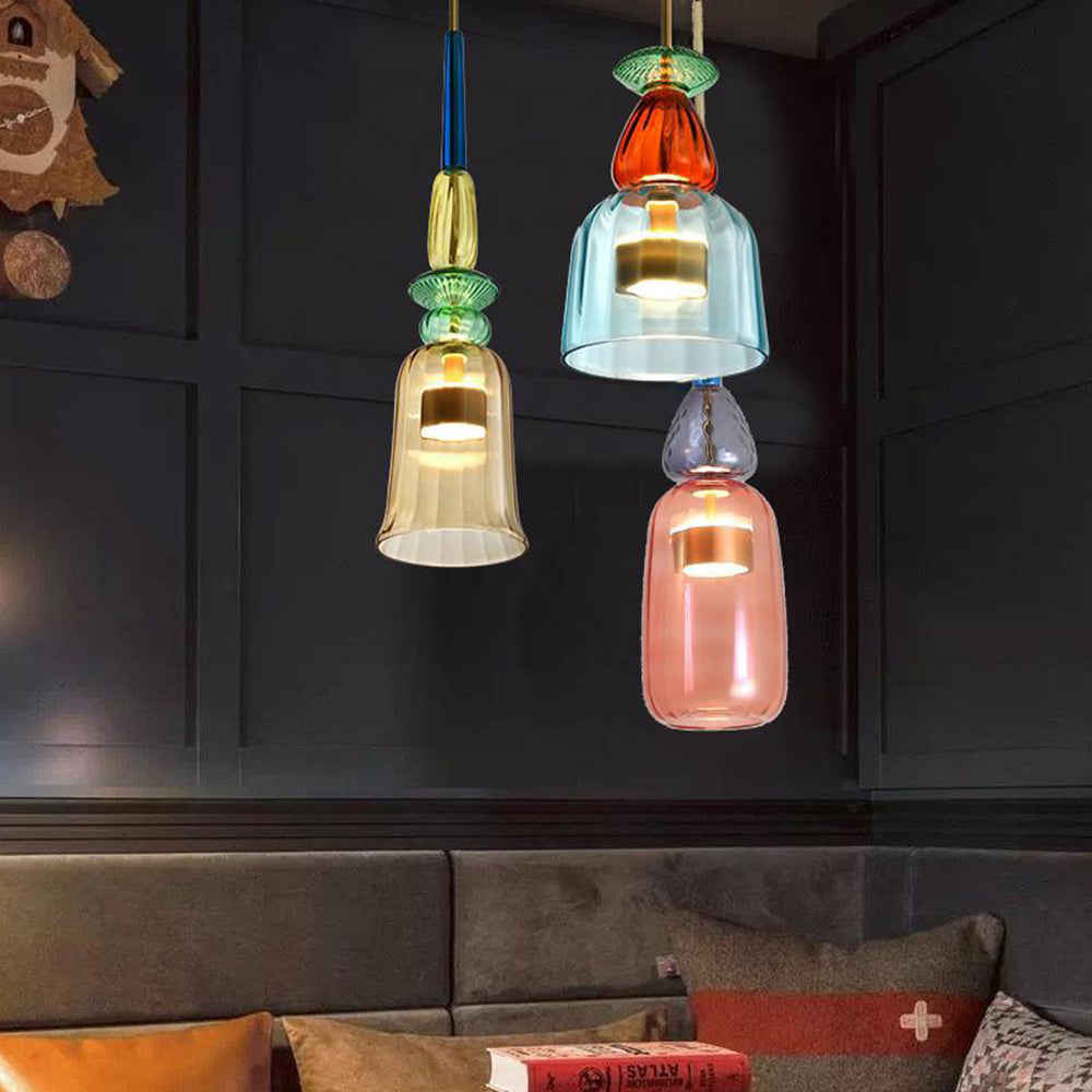 Hailie Moderno LED Taza Vidrio Lámpara Colgante 6 Colores Sala de Estar