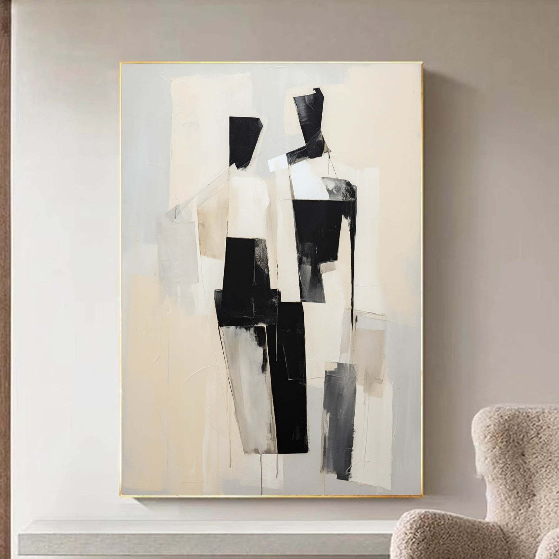 Arte De Retrato Abstracto En Lienzo Enmarcado Al Óleo | Las Sola
