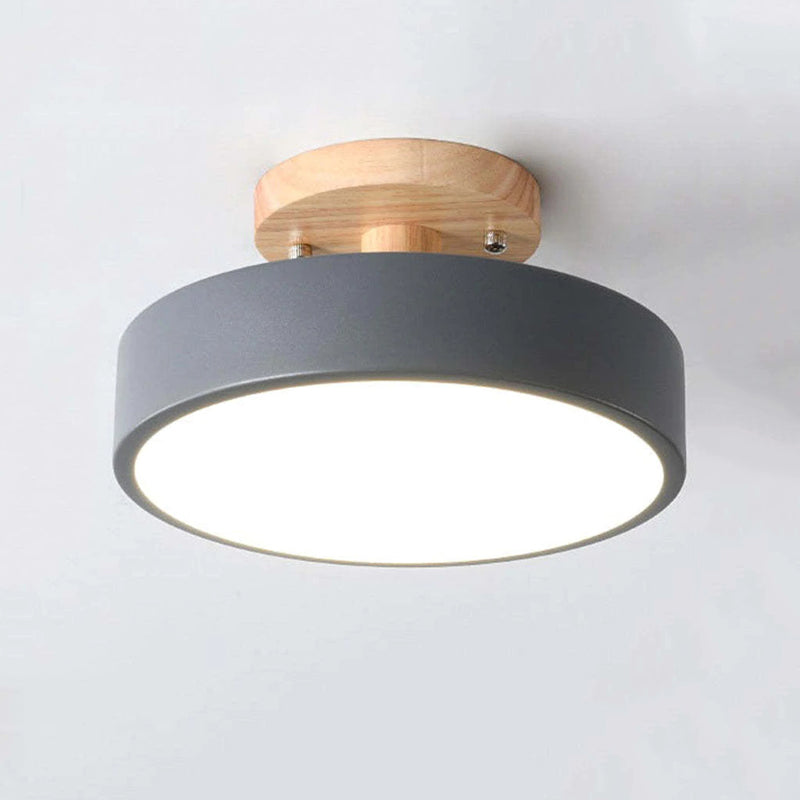 Quinn Moderna Redonda Madera/Acrílica Lámpara de Techo Negra/Rosa/Verde/Madera