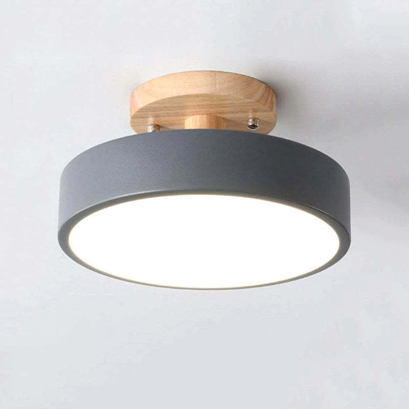 Quinn Moderna Redonda Madera/Acrílica Lámpara de Techo Negra/Rosa/Verde/Madera