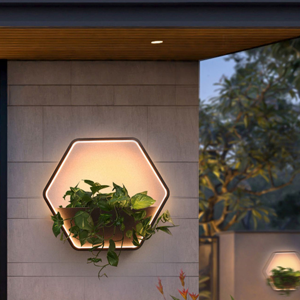 Orr Hexagonal Solar Aplique Exterior Metal Jardín Pasillo