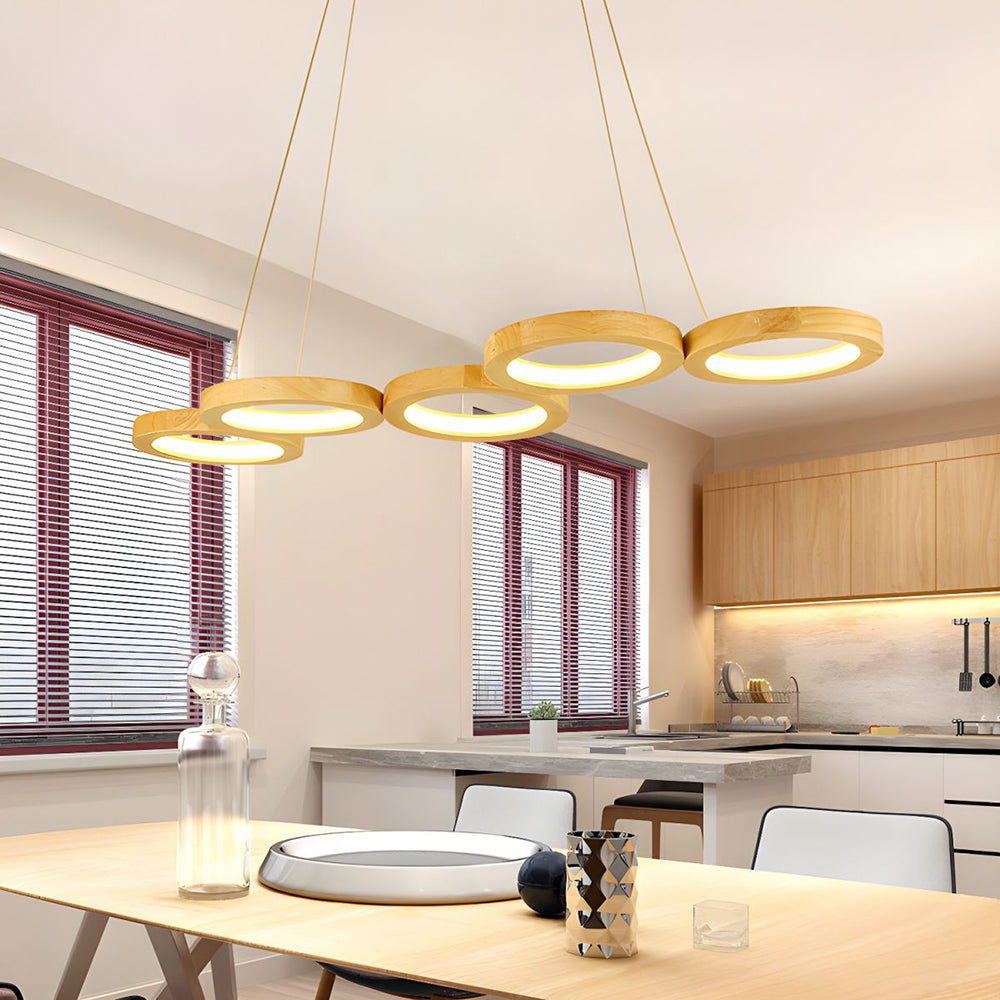 Arisha Moderno Bloque Madera Acrílico LED Lámpara Colgante Sala de Estar