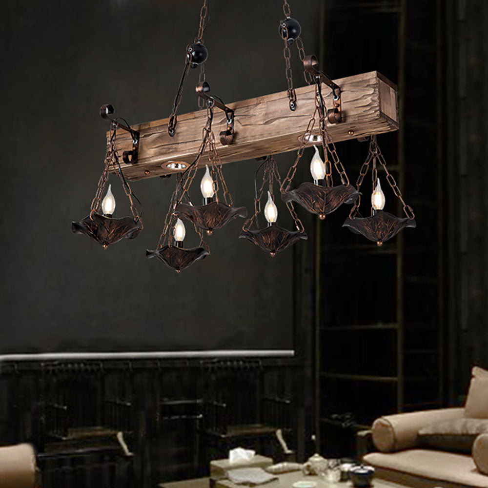 Austin Industriales LED Lámpara Colgante Bronce Dormir Comedor Madera
