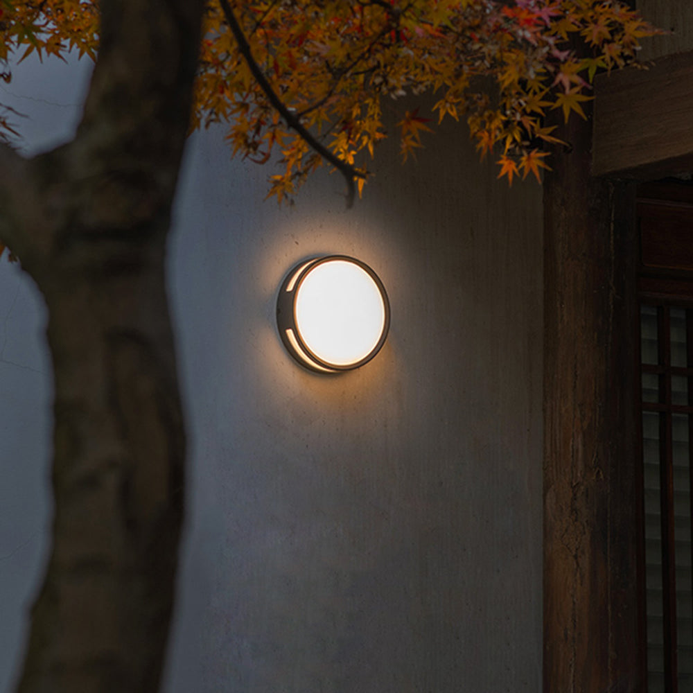 Orr Moderna lámpara de pared LED circular para exteriores en color negro Metal y acrílico