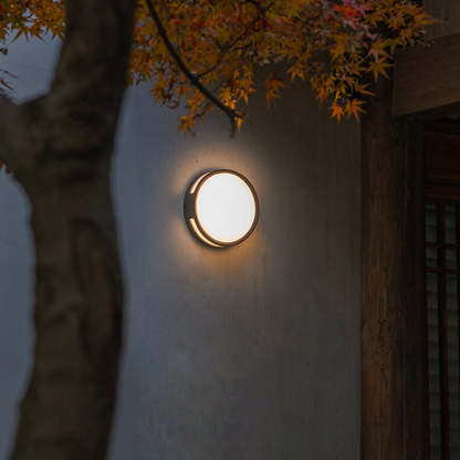 Orr Moderna lámpara de pared LED circular para exteriores en color negro Metal y acrílico