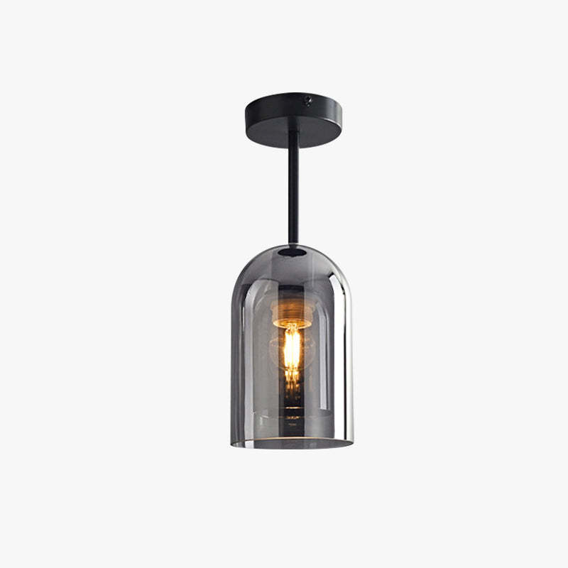 Sanna Moderna Geométrica Metal/Vidrio Lámpara de Techo Negra/Dorada
