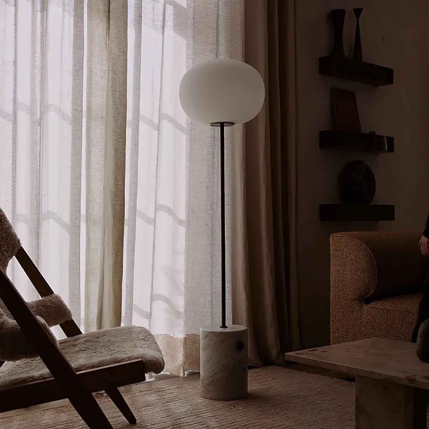 Axis Minimalist Alabaster Brass Floor Lamp
