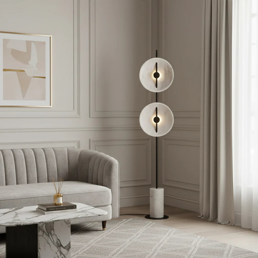 Dune Marble Round Resin Floor Lamp