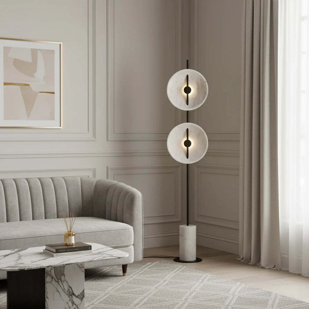 Dune Marble Round Resin Floor Lamp