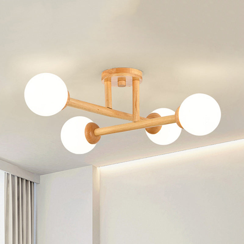 Ozawa Nórdica Multiple Bolas Vidrio Lámpara de Techo Madera