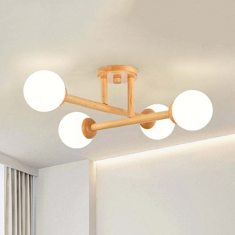 Ozawa Nórdica Multiple Bolas Vidrio Lámpara de Techo Madera
