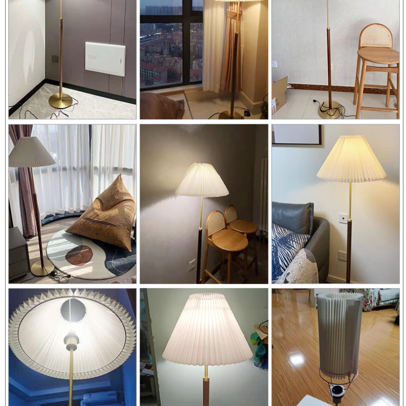 Ozawa Moderna Simple Metal/Tela Lámpara de Pie/Mesa, Nogal