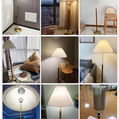 Ozawa Moderna Simple Metal/Tela Lámpara de Pie/Mesa, Nogal