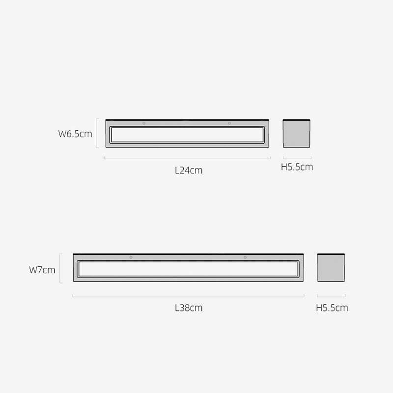 Edge Moderno Rectangular Metal/Acrílico LED Aplique de Pared Exterior Negro/Blanco