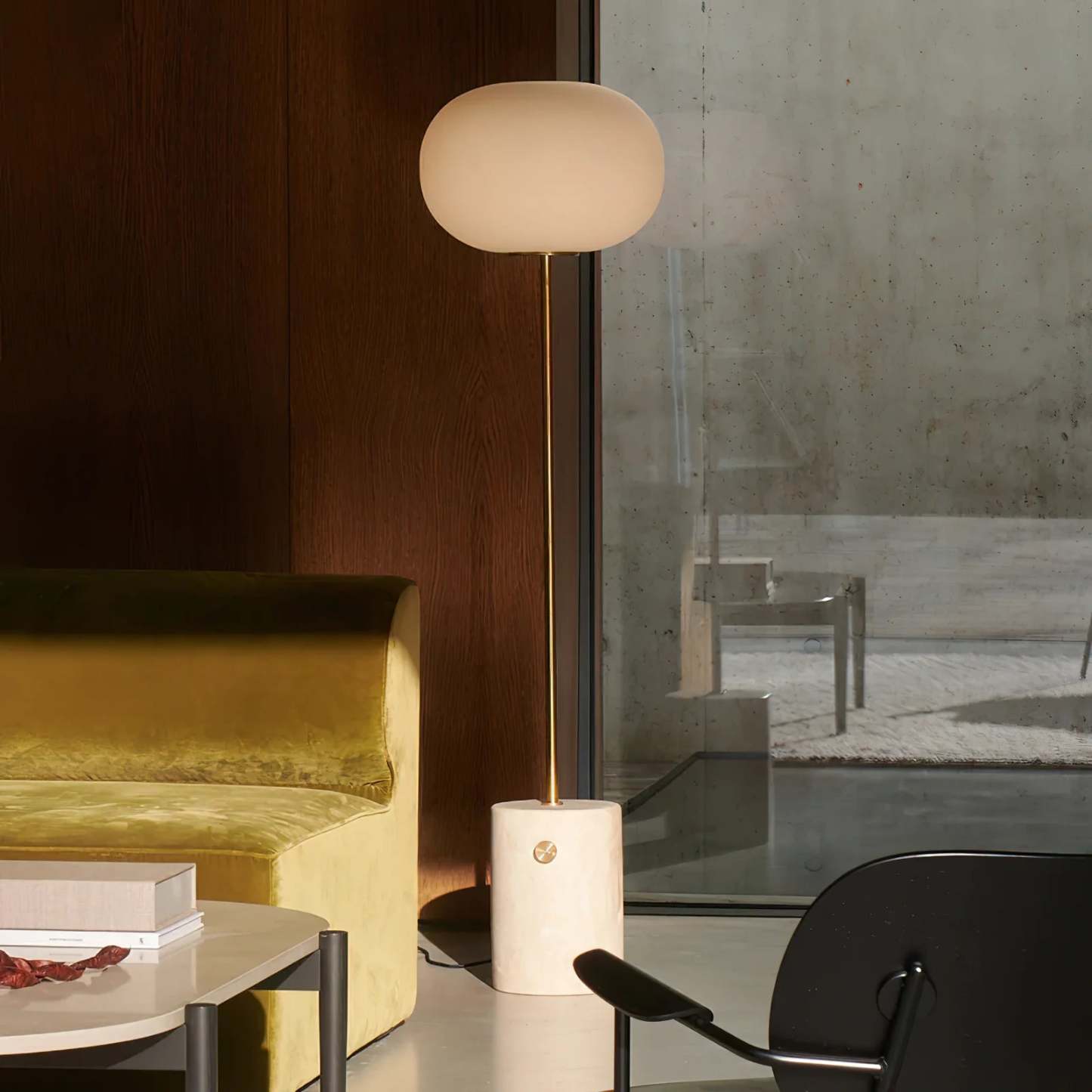 Axis Minimalist Alabaster Brass Floor Lamp