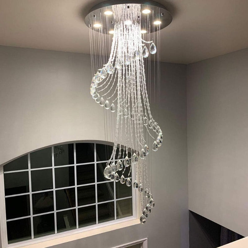 Valentina Moderno Espiral Cascada Cristal Lámpara Colgante Claro Sala de Estar