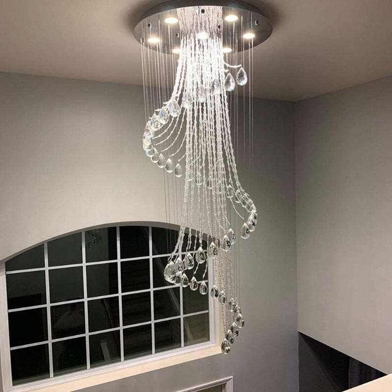 Valentina Moderno Espiral Cascada Cristal Lámpara Colgante Claro Sala de Estar