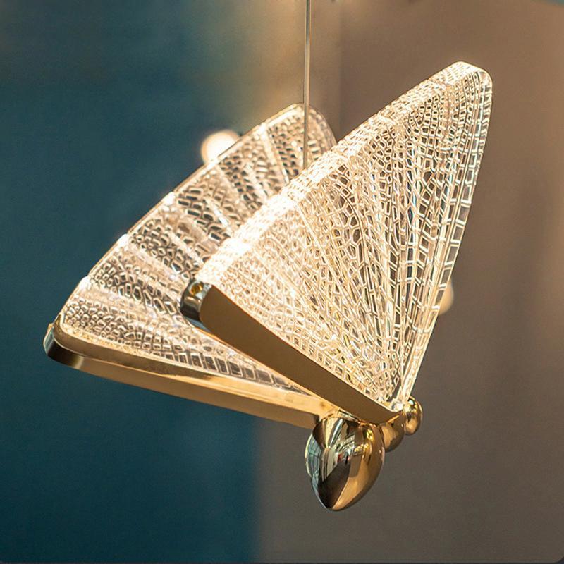 Vlinder Diseña Mariposa Metal/Sílice Lámpara Colgante Dorada