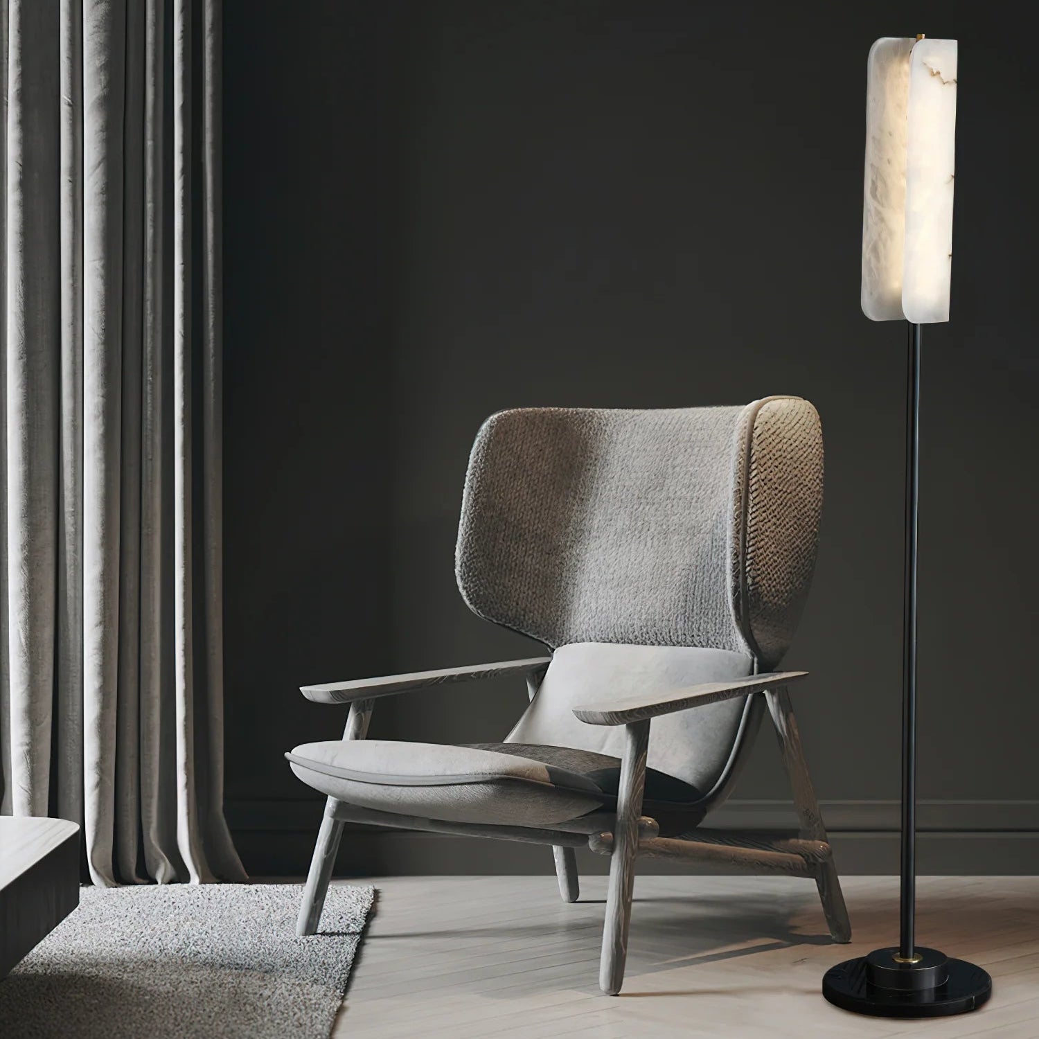 Dune Minimalist Alabaster Floor Lamp