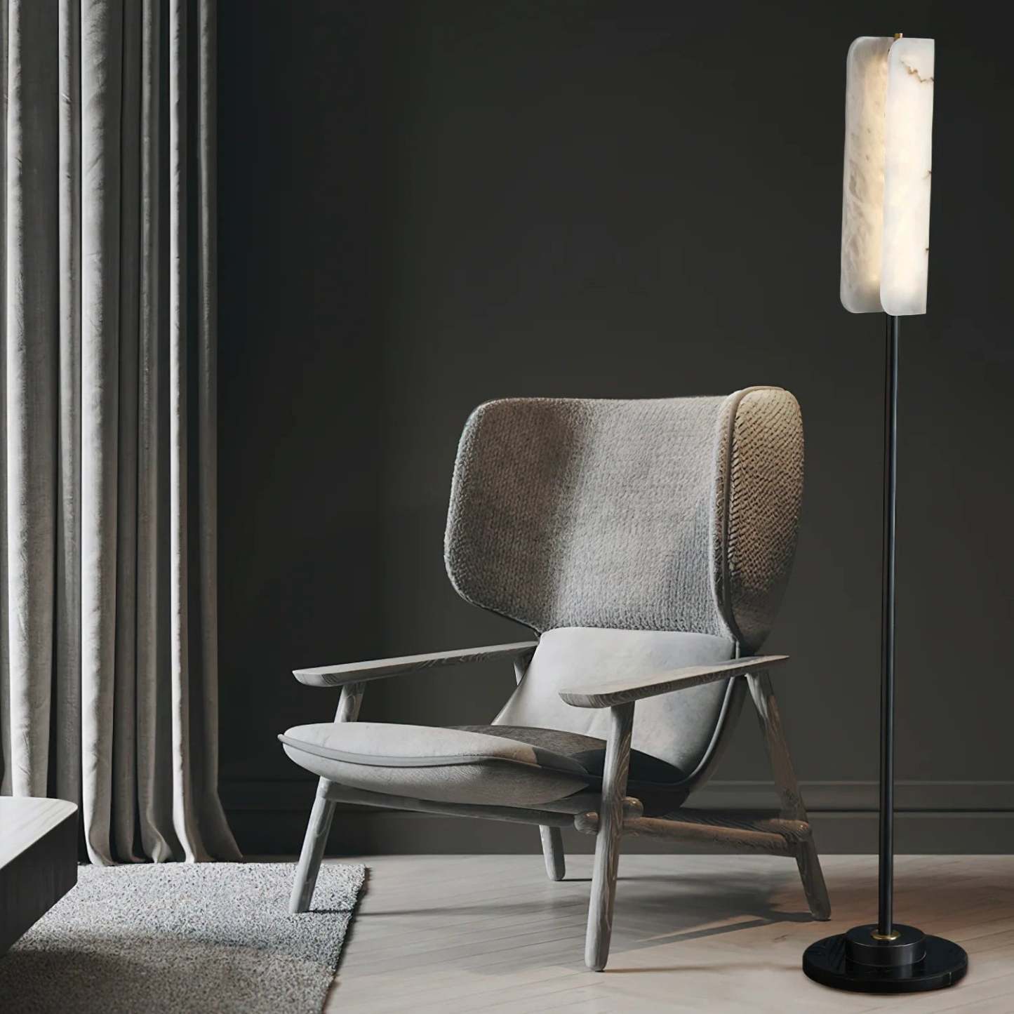 Dune Minimalist Alabaster Floor Lamp
