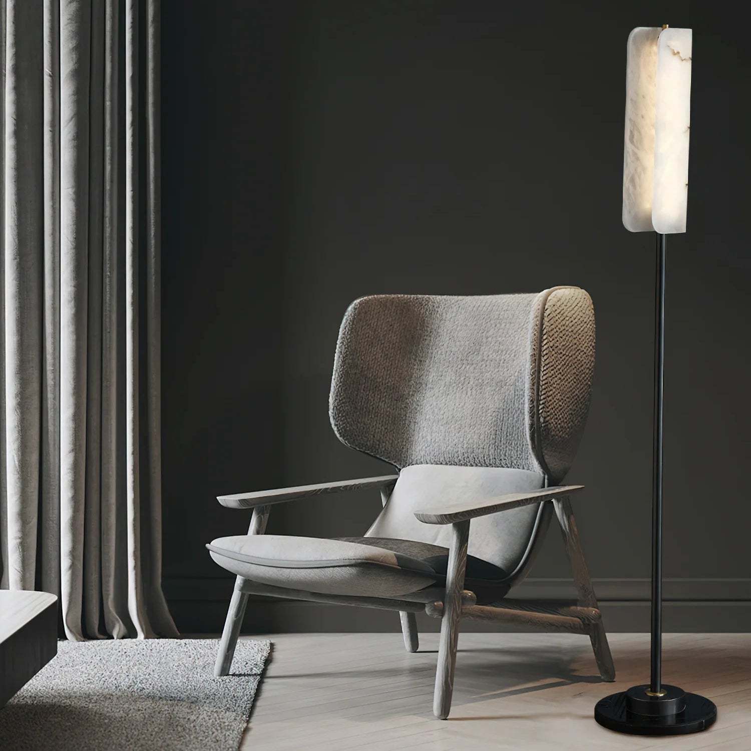 Dune Minimalist Alabaster Floor Lamp
