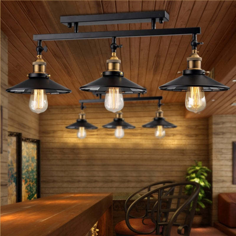Cooley Vintage Lámpara de Techo LED Negro Sala de Estar/Dormitorio/Comedor Metal 90CM de Largo