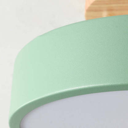 Quinn Moderna Redonda Madera/Acrílica Lámpara de Techo Negra/Rosa/Verde/Madera