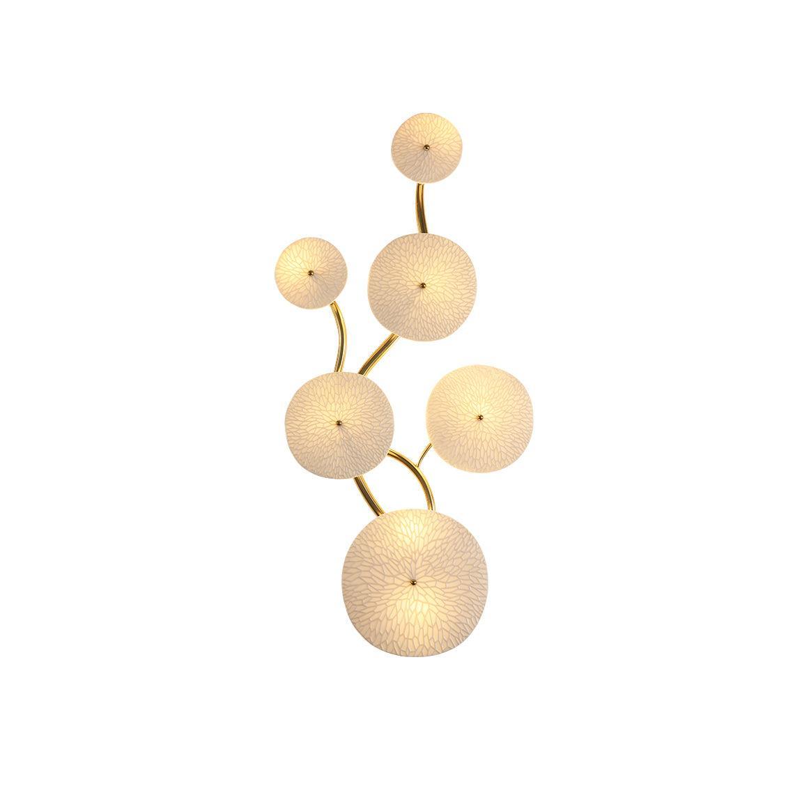 Hakka Contemporary Ceramic Brass Lotus Petal Wall Light