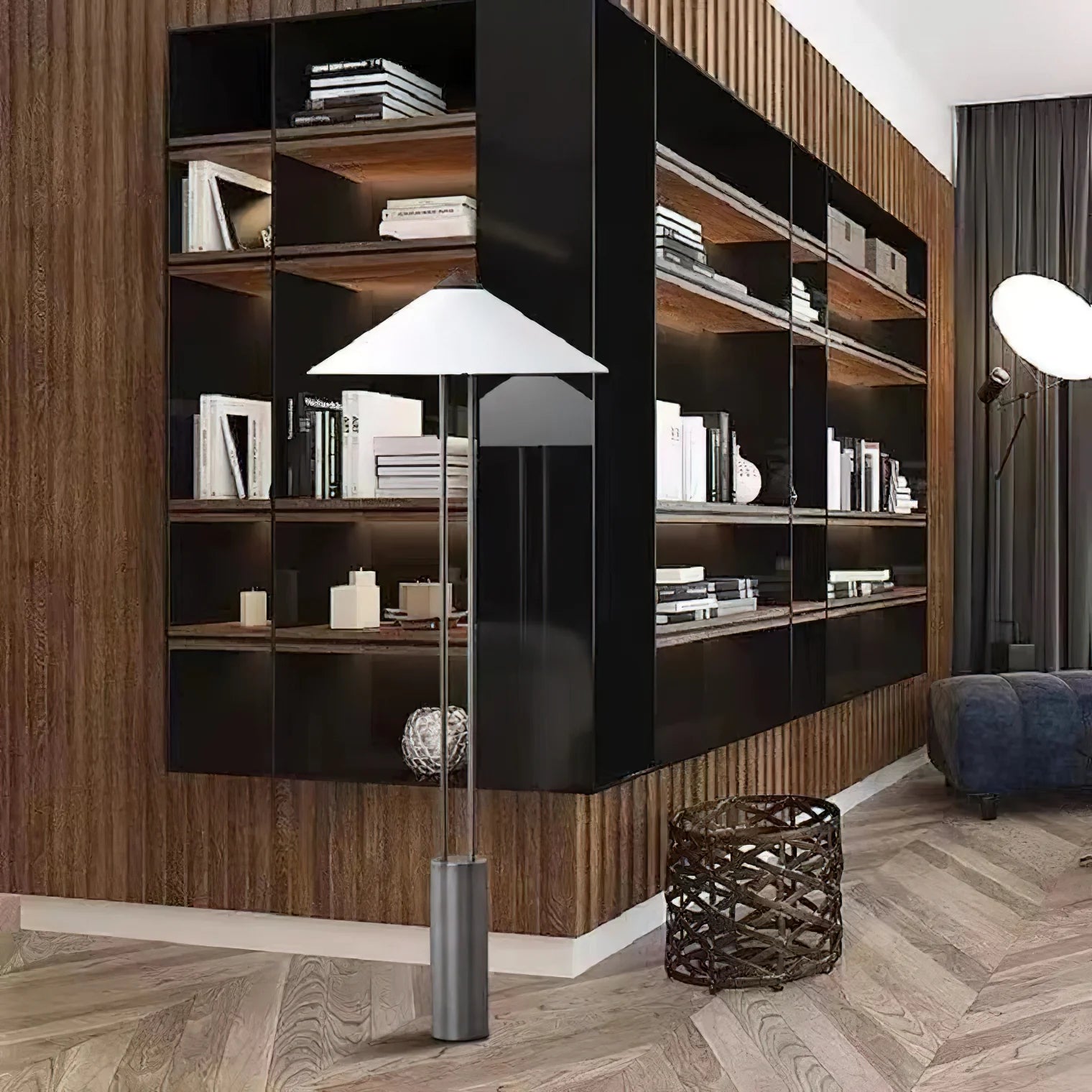Axis Twin Post Cone Shade Metal Floor Lamp