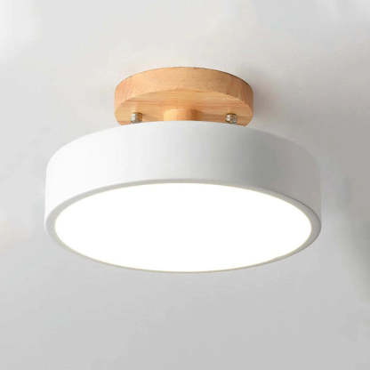 Quinn Moderna Redonda Madera/Acrílica Lámpara de Techo Negra/Rosa/Verde/Madera