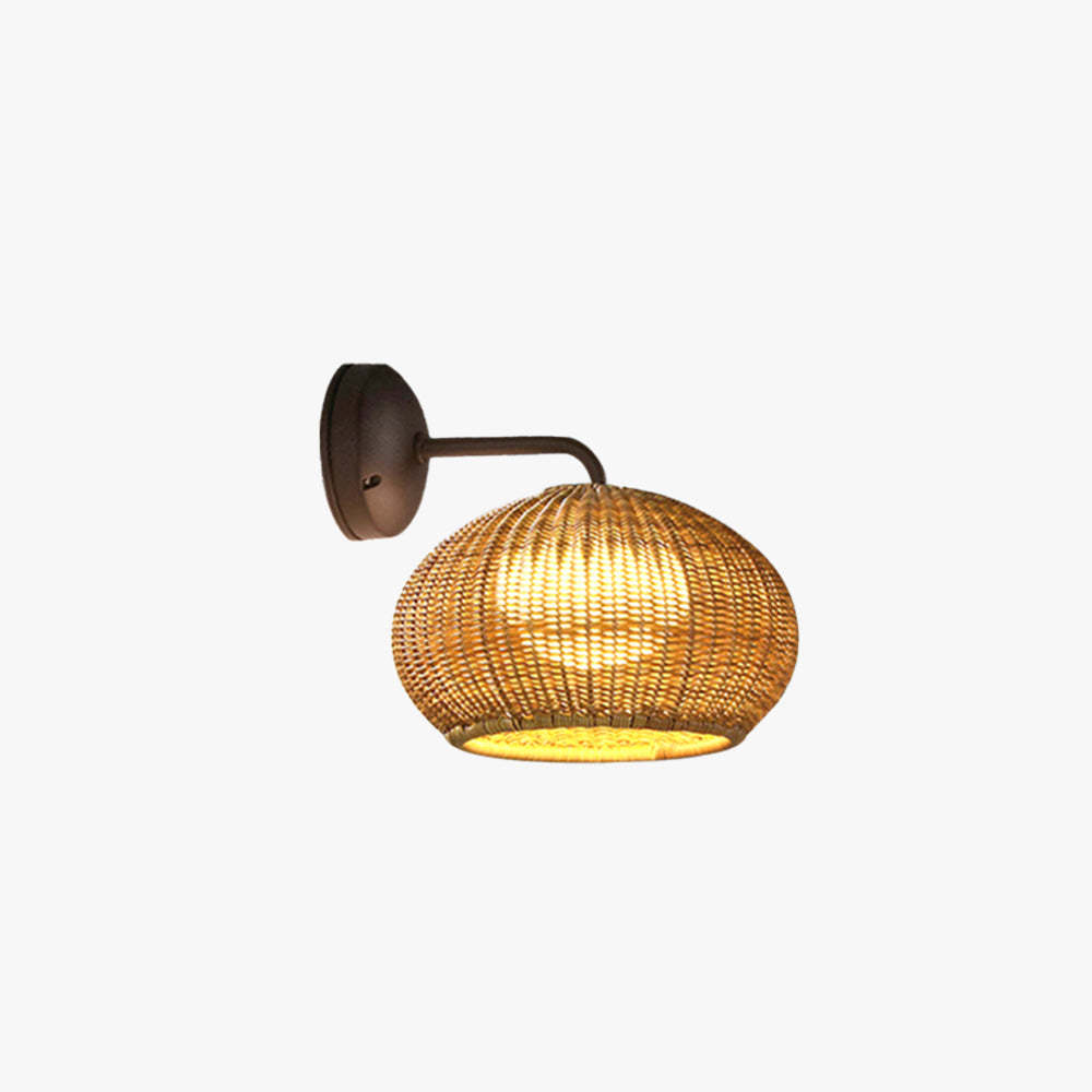 Ritta Aplique de pared Exterior LED de Diseño Rústico Madera Ratán y Acrílico