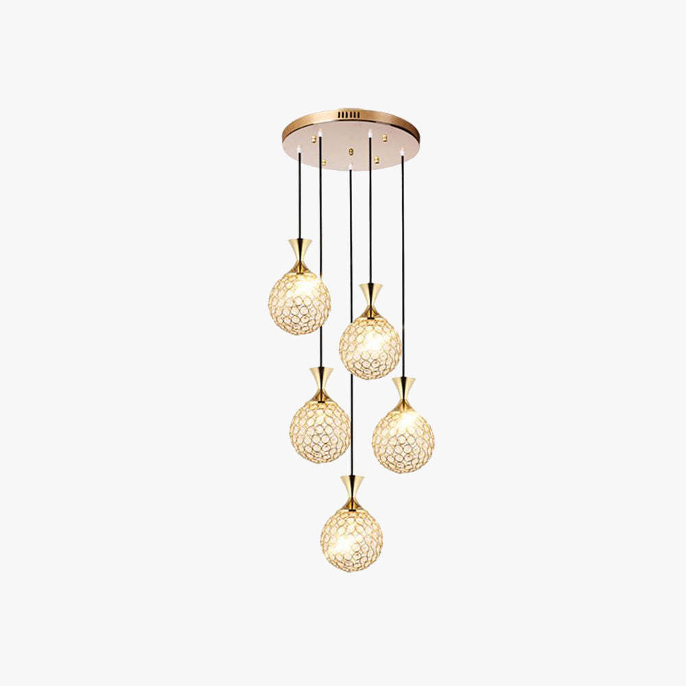 Valentina Moderno LED Bola Cristal Lámpara Colgante Oro Sala de Estar