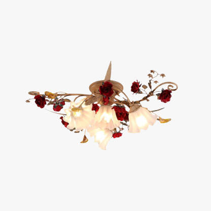 Olivia Americana Rústico Flor Metal Lámpara de Techo Salón Blanco