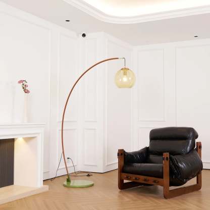 Halo Amber Glass Arc Floor Lamp