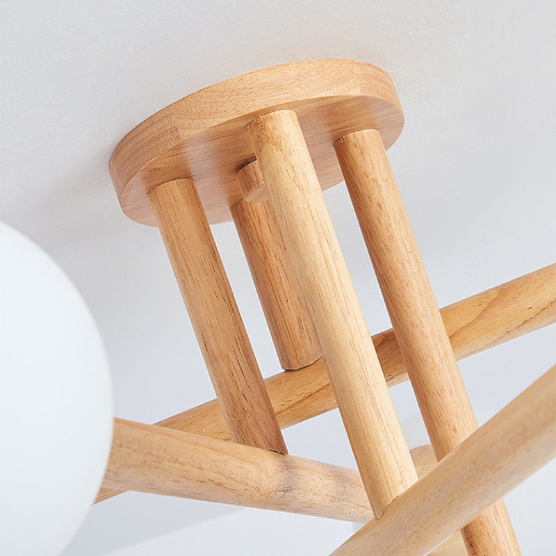 Ozawa Nórdica Multiple Bolas Vidrio Lámpara de Techo Madera