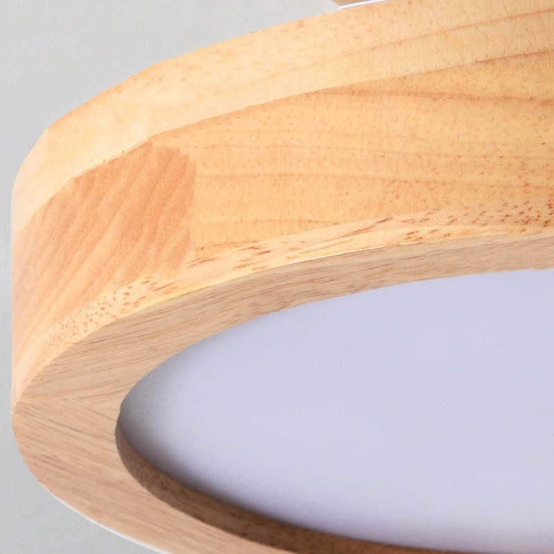 Quinn Moderna Redonda Madera/Acrílica Lámpara de Techo Negra/Rosa/Verde/Madera