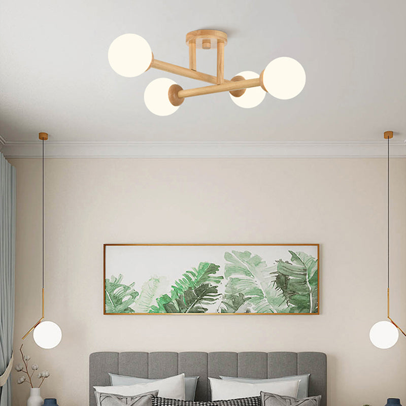 Ozawa Nórdica Multiple Bolas Vidrio Lámpara de Techo Madera